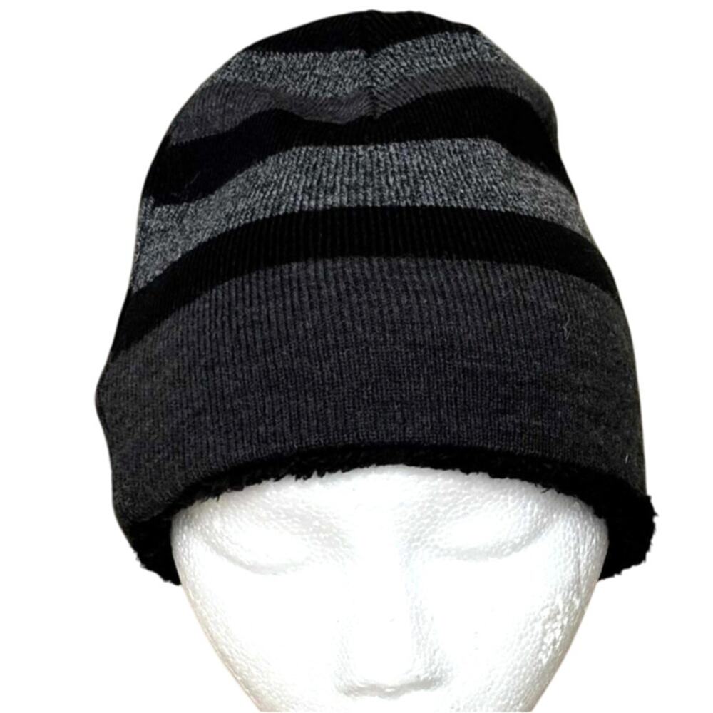 Black Striped Beanie